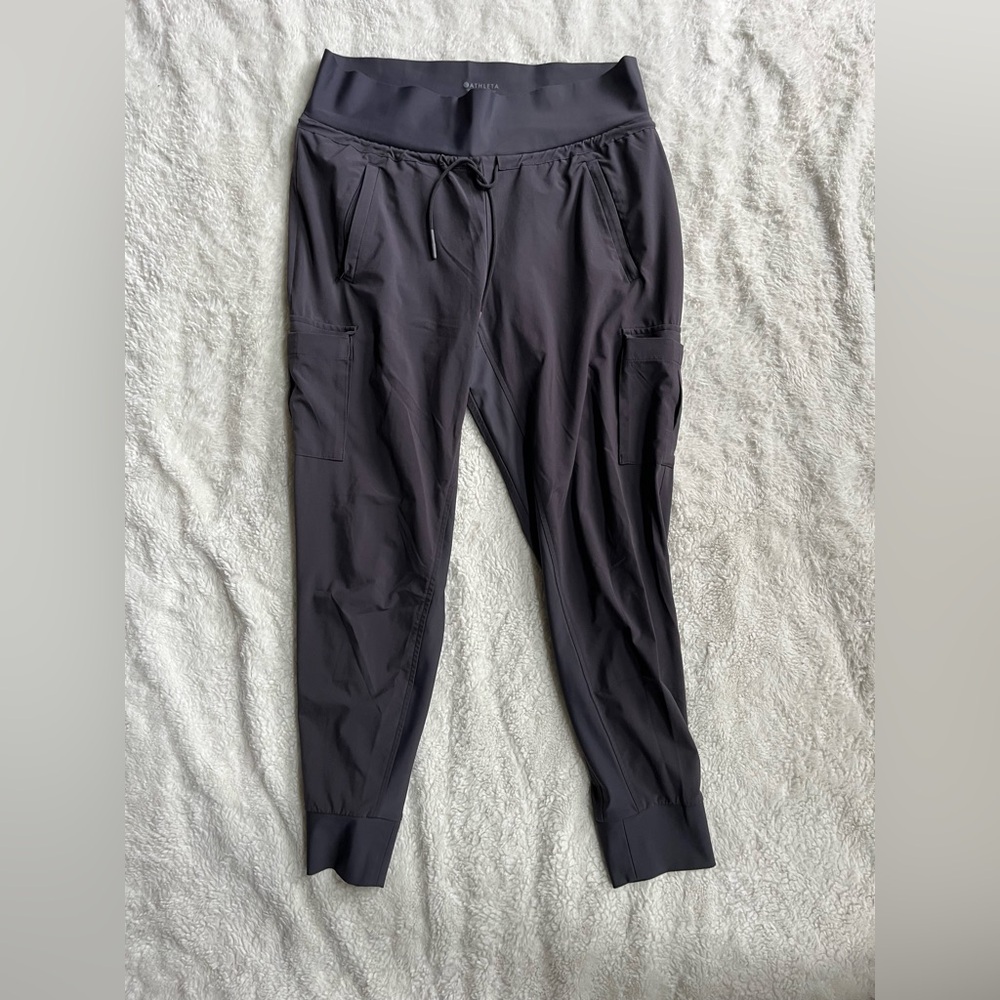 Athleta Gray High-Waisted Sutton Cargo Joggers